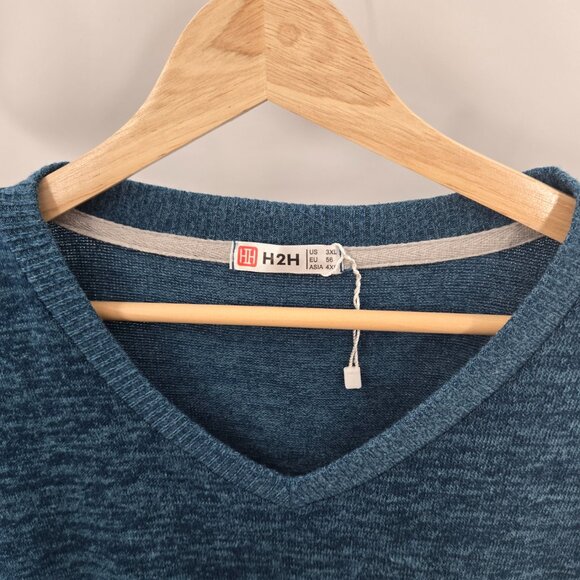 H2H Blue Teal Sweater V-Neck Vest Size 3xl - Picture 2 of 10
